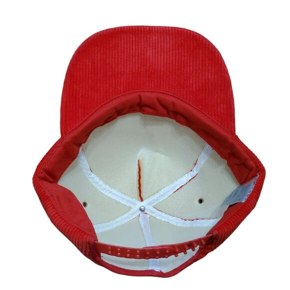 Vintage San Sun Red Corduroy Hat Snapback Baseball Cap Heavyweight Blank Trucker - Picture 7 of 11